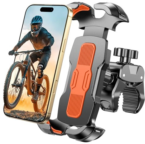 Rolgno Bike Phone Holder, [Quick Release & 360° Rotation] Motorbike Phone Mount, Secure Lock Motorcycle Phone Holder for 4.7-6.9 Phones, Universal Handlebar Phone Mount for Bicycle/Moped/Scooter
