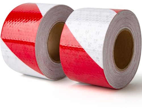 Kixaro Ruban Réfléchissant Adhésif - Rouge/Blanc - 5cmx10M x2 - Garantie