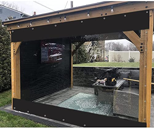 Panneaux latéraux imperméables pour pergolas, rideaux d'extérieur en PVC transparent avec œillets, 0,5 mm d'épaisseur, utilisation en toutes saisons, anthracite, dimensions : 5,20 x 2,50 m