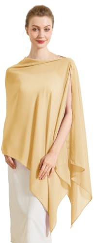 BEAUTELICATE Chal Estola de Gasa Elegante para Mujer Chifón Capa Poncho Ligera para Novias Bodas y Vestidos de Noche-Amarillo Mostaza