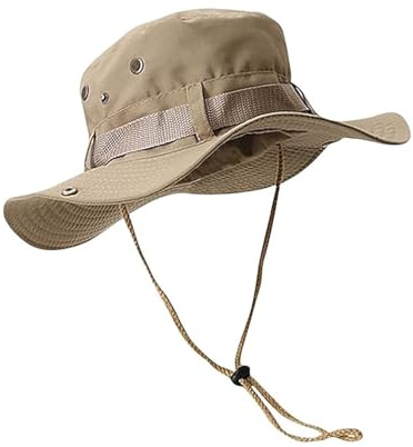 FUGLUS Chapeau de Pêcheur, Chapeau Safaril Homme Femme, Chapeaus de Soleil à Large Bord Extérieur, Style d’armée de Combat Classique Jungle de Soleil pour Pêche,Chasse,Camping