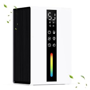 Deshumidificador 1800ML - Deshumidificadores Eléctrico Bajo Consumo ≤22,5W - Ultra Silencioso ≤30dB, 2 Velocidades (Sueño/Alto), Descongelación Automática, Timer 48H & LED RGB, para Baño y Dormitorio
