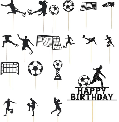 Decoración para tartas de fútbol, 19 unidades, decoración para tarta de cumpleaños, decoración para tarta de fútbol, decoración para tartas para fiestas deportivas, baby shower, niños, cumpleaños