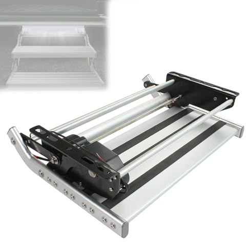 HopfäLlbart Husvagnstrappsteg, Manuellt Utdragbart NedfäLlbart HopfäLlbart Steg I Aluminium Med Led-Ljus, Halkfria Breda Pedaler, FöR Husbil, Husvagn 1Step-Manual(Led)