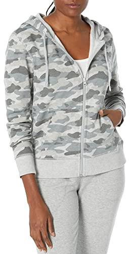 Amazon Essentials Sudadera con Capucha de Forro Polar con Cremallera Completa (Disponible en Tallas Grandes) Mujer, Gris Camuflaje, M