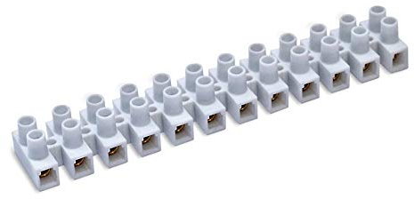 Barrette de 12 Dominos Électriques, Bornes Électriques, jusqu'à 6 mm, 32A, grilles Blanches