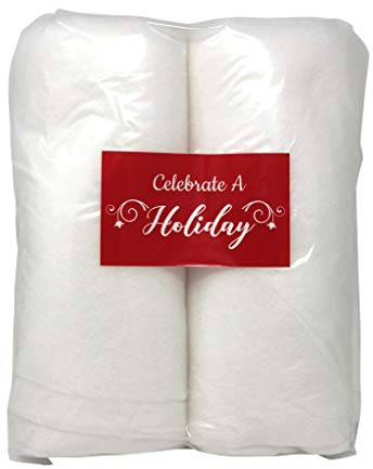 Celebrate A Holiday Christmas Snow Roll - 3 Foot X 8 Foot Artificial Blanket for Decorations - Fake Snow for Villages (2 Pack)