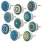 Knober Set 10 Stück Möbelknöpf Keramik Mandala Energy Shabby-Chic Schrankknöpfe Türgriff (3. Blaues Set 10 Stück)