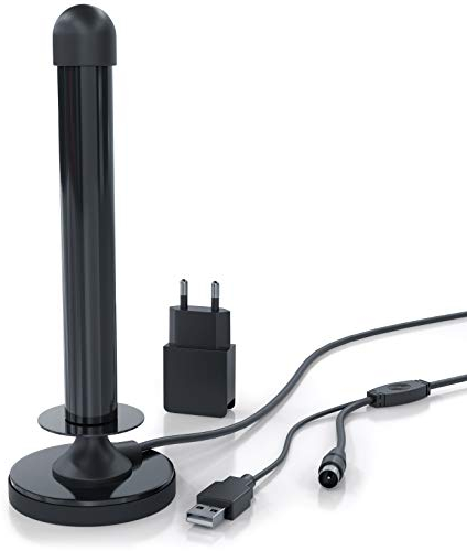 CSL- DAB+ DVB-T2 HD Antenne aktiv - Digitale HDTV Stabantenne Zimmerantenne Verstärkerantenne - 4 m Kabel USB und Koaxialstecker inkl. USB Netzteil