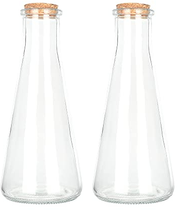 Magic Season Bouteilles Décorative en Verre avec Bouchon en Liège (350 ml Bouteilles Coniques / 2 Pièces)