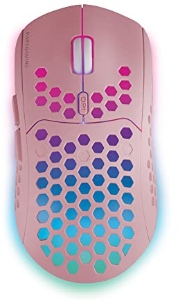 Mars Gaming MMW3P, Kabellose Gaming Maus, RGB Flow, Ultraleicht 79g, 3200DPI, Rosa