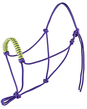 Harrison Howard Rope Halters for Horses Super Sturdy Horse Rope Training Hollow out style with 4 Knot 1/4 Stiff Halter Cord Standard Purple