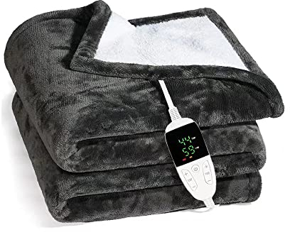 Extra Large Heated Electric Blanket, Ultra Soft Luxurious Flannel Electric Overblanket Auto Shutoff-Machine Washable-Timer and 4 Different Heat Settings Bed Throws for Winter Body Warmer (150*180CM)