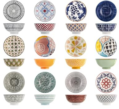 H&H Mix&Match Set 12 Coppe in Porcellana, Tonde, 12cm, Colore, Estate