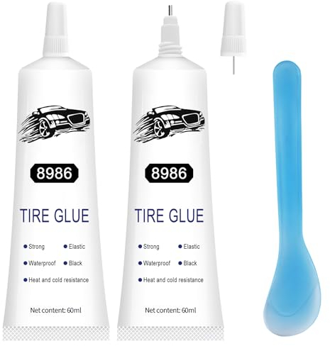 LOYEBOHU Reifenkleber, 120ml Reifendichtmittel Auto, Autoreifen Reparaturset, Reifenreparaturset Auto, Felgen Reparaturset, Gummikleber für Auto/Motorrad/Fahrrad Repariert Schnell Reifenrisse, Löcher