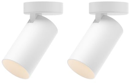 Klighten 2 Pcs Focos de Techo Orientable GU10, Focos Superficie Ajustables, Redondo Lampara Focos Techo de Metal, Focos Superficie, 70 x 130 mm, Bombilla no Incluida, Blanco