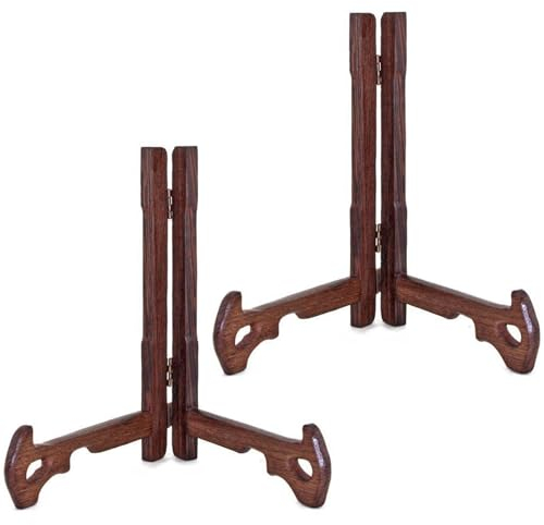 SNSYGN Tellerständer Holz, 2 Stück Kochbuchhalter Faltbar Buchaufsteller Buch Halterung Schalenständer Bildständer zur Präsentation von iPad Tablet Ständer Büchern Tellern Bilderrahmen