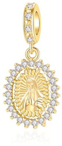 BIZK Charms Argent Sterling 925 Femmes Bijoux Pendentifs Compatible pour Bracelets Collier pour Les Mères, Les Amis, Les Amoureux (Breloque Vierge Marie)