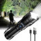 K Kasonic Linterna LED Recargable, Linterna de Mano USB con Zoom, Linterna de Emergencia con 3 Modos de Iluminación, Linterna para Camping y Senderismo
