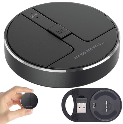 Mini souris sans fil rechargeable RF et bluetooth 5.2 avec molette virtuelle [Pearl]