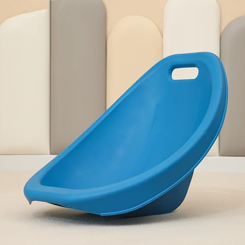 Sedia a dondolo per bambini, portatile e impilabile, per interni ed esterni, in plastica sicura, colore blu, perfetta per giocare e rilassarsi.