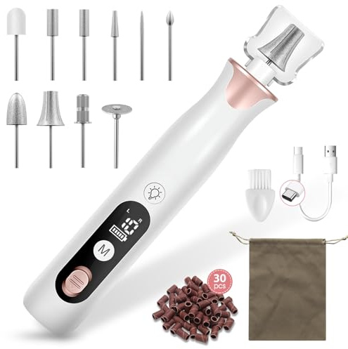 Haootadiy Electric Nail Drill File, Cordless Electric Nail Filer Buffer with Nail Drill Bits Sanding Bands Professional Manicure Pedicure Set for Nail Grind Trim Polish, for Women & Men