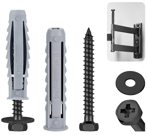 ddckj 15 Pcs Wall Plugs for TV Bracket Fixings M6X50 Wall Bolts with Expansion Plugs and Washers for Mounting Television, Sky Shelf Bracket, Water Heaters and Kitchen Cabinets.