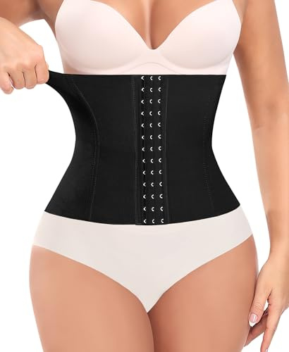 Werena Women Waist Trainer Corset Shapewear Tummy Control Body Shaper Girdle (24.5CM,Black,XL)