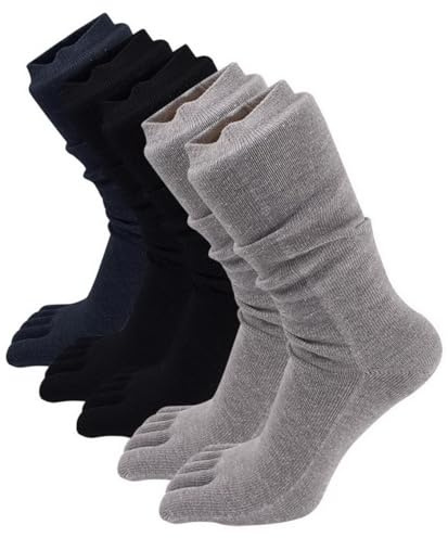 Rainjia Calzini da uomo con dita invernali caldi termici in cotone 38-45, 5 paia di calzini da sneaker, calzini sportivi in tinta unita con dita dei piedi, 5 dita, calzini da lavoro, anti-odore