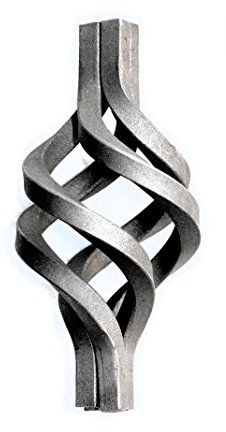 UHRIG Zierteil Zwirbel, schmiedeeisen Korbzwirbel aus Vierkant, Schnörkel für Geländer, Zaun, Zaunstab uvm. - Ø 80 mm, Höhe 170 mm