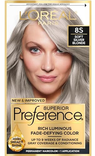 L'oreal Paris Hair Color Superior Preference Fade-defying Plus Shine Permanent Coloring, 8s Soft Silver Blonde