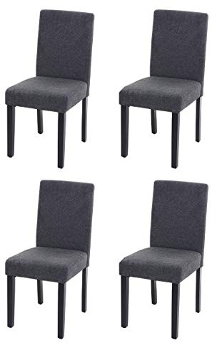 Mendler 4er-Set Esszimmerstuhl Stuhl Küchenstuhl Littau - Textil, anthrazitgrau, dunkle Beine