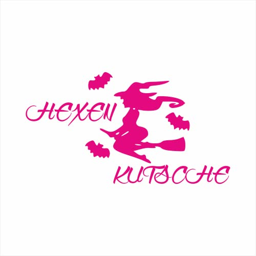 tradercat Auto Aufkleber Hexen Kutsche - 15cmx10cm - Sticker für alle Oberflächen - Fenster, Seitenspiegel, Heckscheibe, Motorhaube, Fahrzeug – mit Anleitung (Pink)