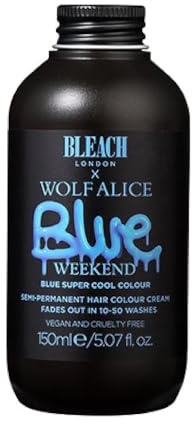 BLEACH LONDON Blue Weekend Crema Colorante Semi-Permanente per Capelli - True Blue, Vegan, Cruelty Free, Vibrant Temporary Dye 150 ml