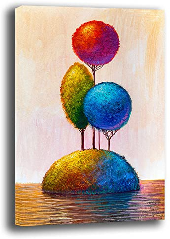 Quadro Moderno Verticale ALBERO della VITA Colori Astratto Quadri moderni soggiorno da Parete XXL grande Stampa su tela Canvas Decorazione Murale muro Arredo Camera letto Cucina (50x70 cm, 8)