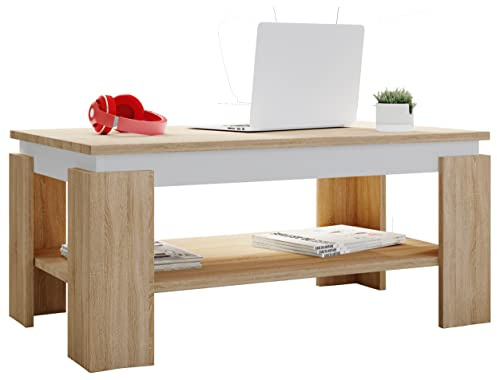 VCM Holz Beistelltisch, Couchtisch schlicht, Maße ca. H. 41 x B. 90 x T. 53cm, Wohnzimmertisch, Sofatisch - Rolas