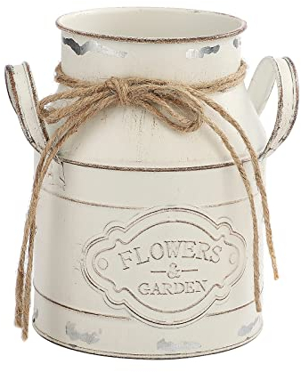 JUKIDS Vintage Metal Flower Vase, Metal Milk Can Flower Pot Planter Bucket Decorative Pitcher Flower Vase Farmhouse Vase for Home Wedding Table Centerpiece Decor