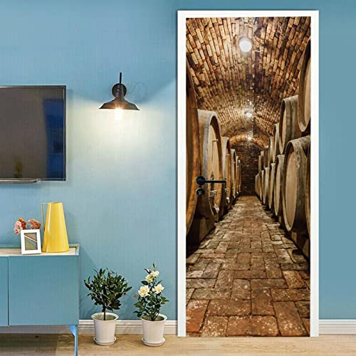 Adesivi Per Porte Interne 3d Moderno Cantina Murale Autoadesivo Decorazione Della Casa Adesivo Da Parete Adesivo Artistico Camera Da Letto Vetro Poster Rimovibile,77x200cm