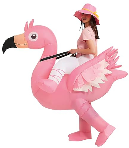AirSuit® Déguisement Gonflable Flamand Rose | Costume Insolite Taille Adulte 160 à 190cm | en Polyester très Résistant - Agréable à Porter | Système de Gonflage Inclus | Animal Géant | OriginalCup®