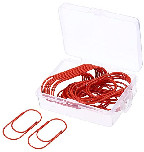 sourcing map Ancho Papel Clip Revestido Grande Clips Marcadores con Caja 2 Pulgadas Rojo para Organizar Oficina Hogar, Paquete de 20