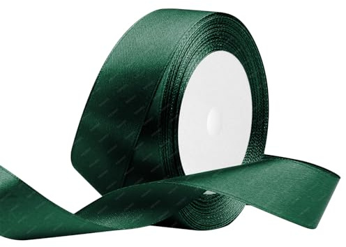 Nastro di raso Verde scuro, 25mm x 22 Metri Nastri in tessuto solido per confezioni regalo, bouquet di fiori, artigianato e decorazione di feste nuziali