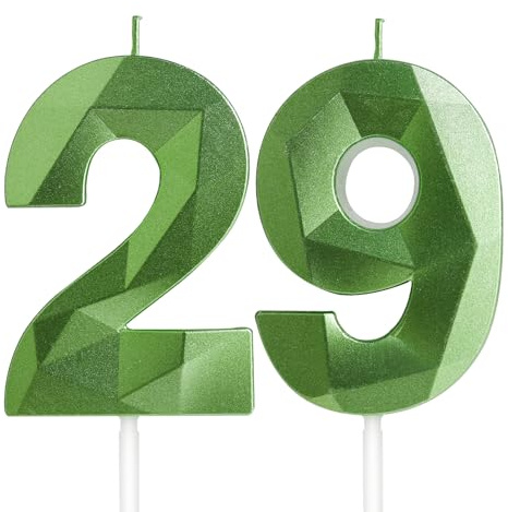 Yiran 29th Birthday Candles, Green Number 29 Candle for Cake, Happy Birthday Candles, Green Cake Topper Decorations for Birthday Party Baby Shower Wedding Anniversary