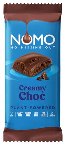 NOMO Creamy Plant-Powered Vegan Chocolate Large Bars, Dairy Free, Gluten Free, Nut Free, Egg Free, 75g (7 bars)