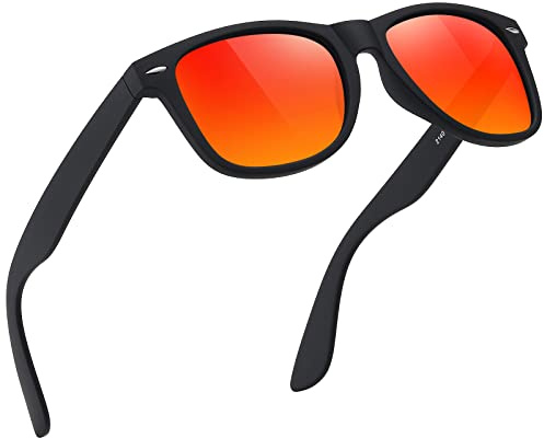 Glapeame Polarisiert-Sonnenbrille-Herren-Damen-Sonnenbrillen-Sunglasses-Men-Woman-Schwarz-UV400-Unisex-Retro-Vintage-Klassische-Polarisierte-Brille-Sportbrille,2140 black red