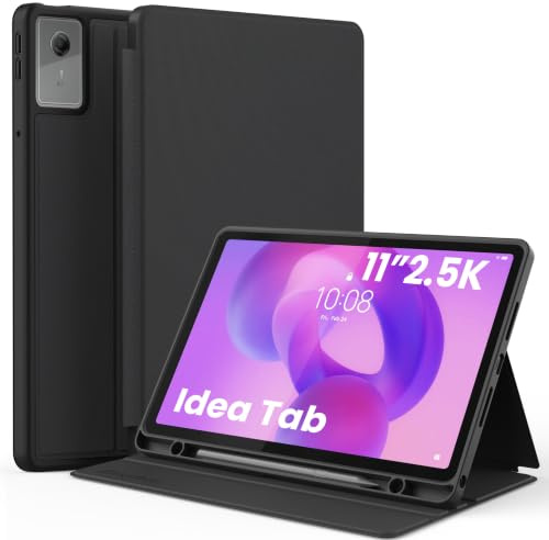 EasyAcc Custodia Cover per Lenovo Idea Tab 11 Pollici Tablet 2025 con portapenne TB-336ZU TB-336FU, ottile Folio Stand Protettiva Tablet Cover, Nero