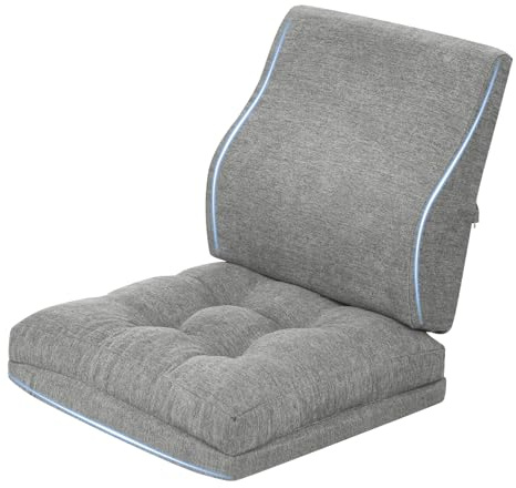GOFORIT Sitzkissen & Rückenkissen Set, 10cm Dickes Memory-Schaum Stuhlkissen für Gaming-Stuhl & Rollstuhl, Freistehendes Lendenwirbelkissen für Sessel, Auto, Bürostuhl, Grau