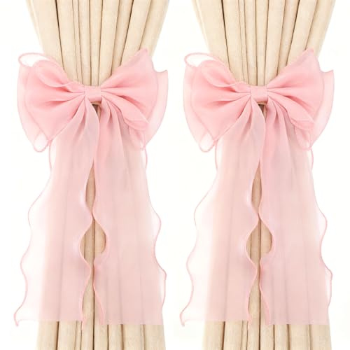 2 Pack Bow Curtain Tiebacks, Curtain Tie Backs Holdbacks French Silk