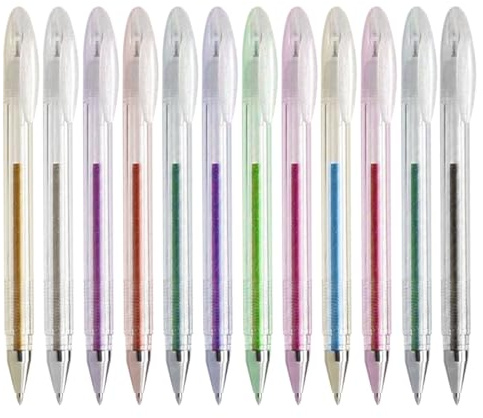 Penne Gel Glitter per Colorare | 12 Pezzi Marcatori Per Disegno E Pittura,Penne Colorate con Effetto Brillantinato - Per Decorazione Planner Favori Festa Journaling Artistico Attività Scolastiche