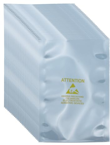 QUARKZMAN 100 Pcs Bolsas Inoxidable Estáticas 3.1 x 4.7 Abiertas En La Parte Superior Bolsa De Protección ESD con Etiquetas para Discos Duros HDD SSD Dispositivos Electrónicos