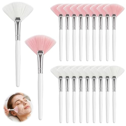 20 Pièces Pinceau Masque Visage, Poils en Nylon Doux pour la Peau | Doux Brosses en Eventail de Masque, pour Appliquer un Masque Facial, Masques, Sérums et Autres Produits, Maquillage